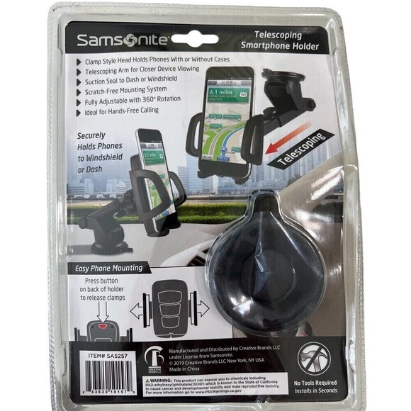 Samsonite Car Telescoping Smartphone Holder Mount Fits All Phone Hands Free - Picture 2 of 4
